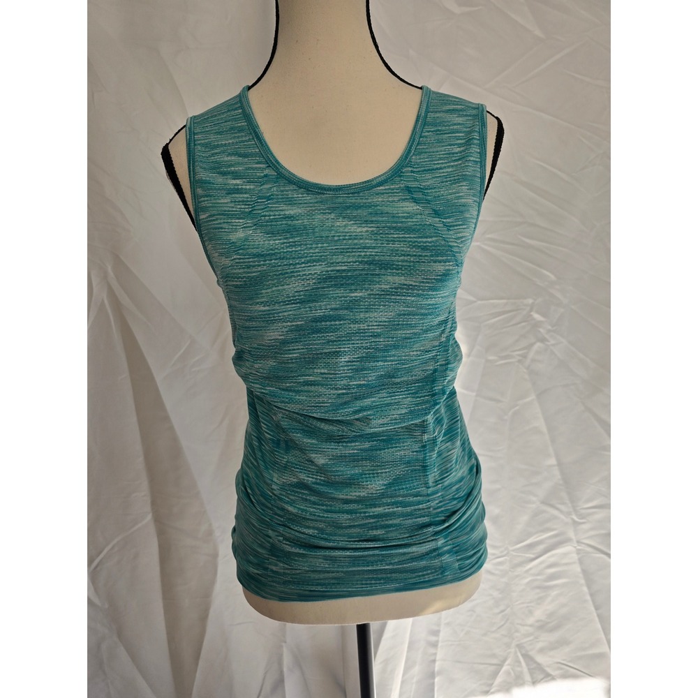 Athleta Women S Blue Marled Seamless Ruched Tank Top Activewear Athletic